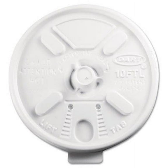 Dart DCC 10FTL Lift Lock Plastic Hot Cup Lids, White - 10 oz