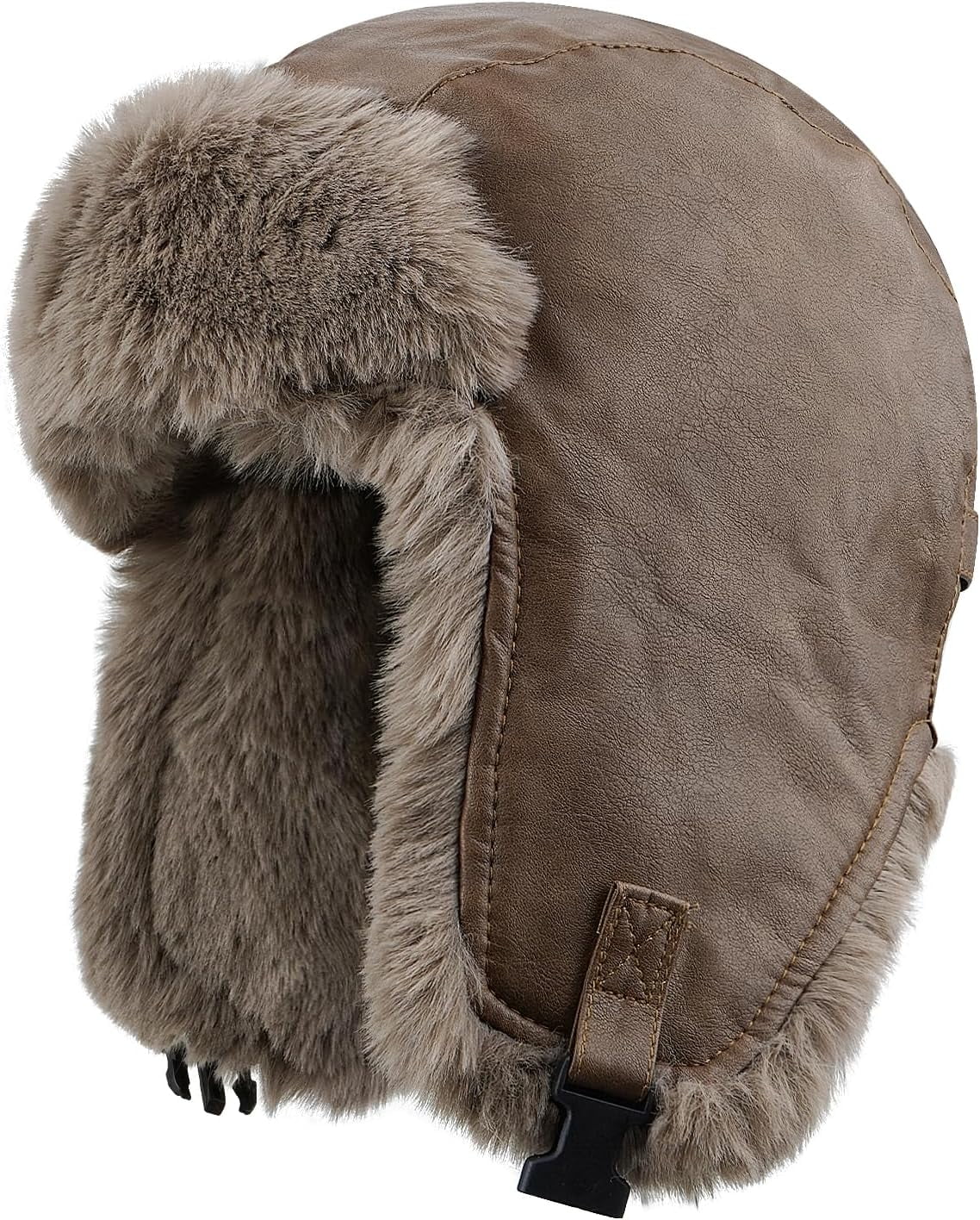 Zhengup Aviator Faux Leather Trapper Eskimo Earflap Hunting Hat Cold Weather Winter Gear Russian Ushanka Cossack Trooper Hat