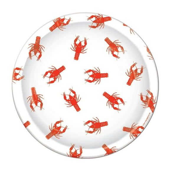 96 Pack Beistle Mardi Gras Crawfish Paper Plates 9 inch