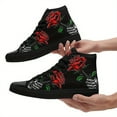 thumbnail image 5 of Coolcustomize Women's Gothic Punk Sneakers - High-Top Shoes with Red Roses & Skeletal Hands, Lace-Up Closure - All-Season Streetwear for Couples, Halloween, Concerts, Gothic Shoes, Casual Streetwear, 5 of 11