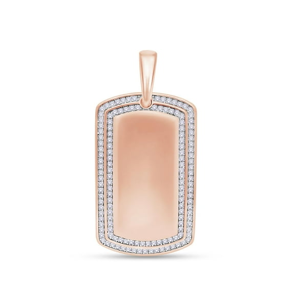 Dog Tag Pendant Charm for Men 0.60 Cttw Round Lab Grown Diamond Military Army Dog Tag Pendant in 10K Solid Rose Gold Jewelry for Him