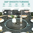 thumbnail image 5 of MEETWARM 61" Outdoor High Bar Dining Table for 8 Person, All Weather Cast Aluminum Large Round High Top Dining Table with 24" Lazy Susan, Patio Bar Height Table for Garden Backyard, 2" Umbrella Hole, 5 of 7