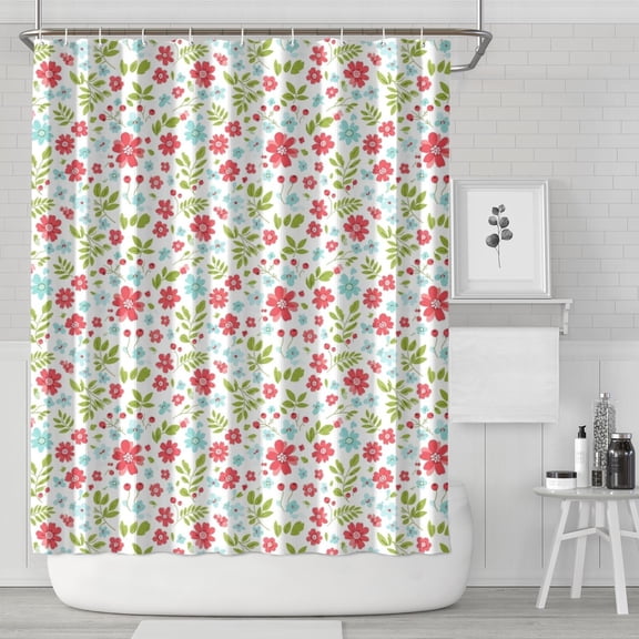 Pioneer Flower Floral Print Pattern Shower Curtain 84"x72", Bathroom Decorative Shower Curtain Set with 12 Hooks, Waterproof Washable