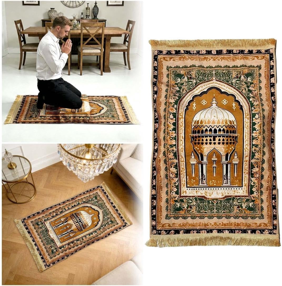 Orthopedic Prayer Mat with Memory Foam Knee Support – Extra Thick Padded Prayer Rug, Extra Soft Kneeling Cushion for Men & Women, Non-Slip Velvet Mat for Eid, Daily Prayer