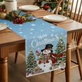 thumbnail image 3 of Blue Snowman Christmas Dresser Scarf Farmhouse, Dining Table Decorations for Wedding/Parties, Gifts Xmas Tree Winter Snowflake Table Runner 60 Inches Long for Kitchen Dining, 13 x 60 In, 3 of 9