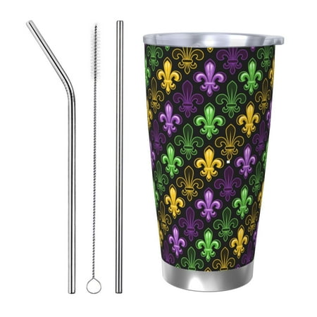 

Bingfone Mardi Gras1 for 20 Oz Stainless Steel Travel Mug Double Wall Water Coffee Cup for Home Office Outdoor Works Great for Ice Drinks and Hot Beverage-Straw Three-piece Set