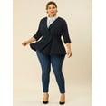 thumbnail image 3 of GRACE & GRANDEUR Women's Plus Size Solid V-Neck Ruffle Ruched Peplum Blazer, 3 of 6