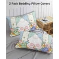 thumbnail image 2 of Easter King Pillow Cases Set of 2 - Microfiber Bed Throw Pillow Covers, Spring Rabbit Ears Foot Flowers Eggs Green Wooden Decorative Lumbar Pillow Cover with Envelope Closure for Sofa/Travel 20"x36", 2 of 6