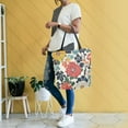 thumbnail image 4 of FORMRS Womens Canvas Tote Bag with Zipper Inner Pocket Shoulder Handbag, Red Flowers Pattern, 4 of 7