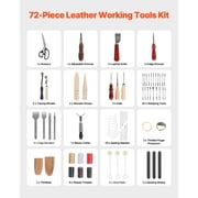 KFFKFF Leather Crafting Tool Set, 72 Piece Leatherwork Equipment with Compact Leather Carry Case, Carving, Punching, Sewing, Stamping, Smoothing Tools, Perfect for Novice DIY Hobbyists and Experts