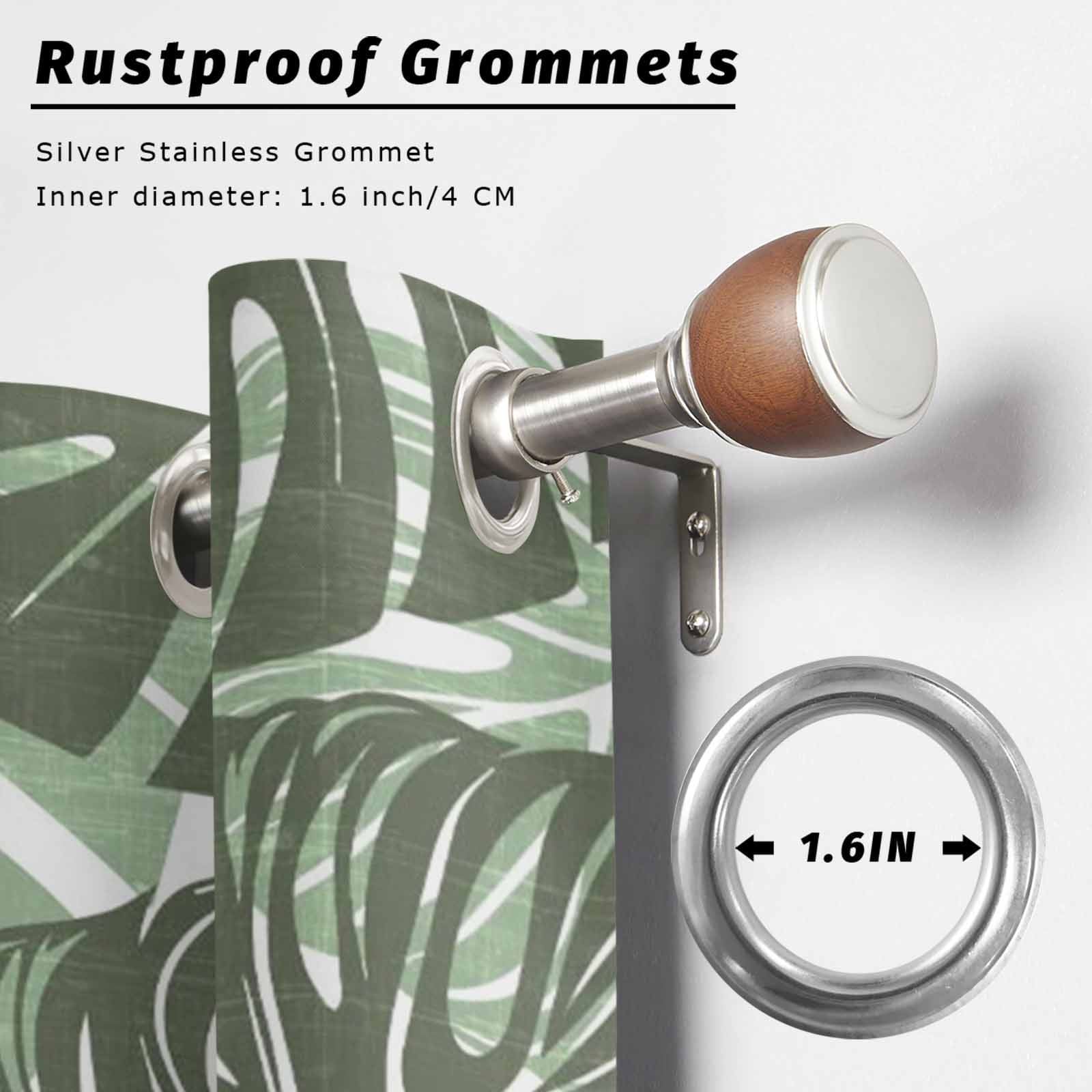 Olive Green Monstera Outdoor Curtains 1 Panel Summer Botanical Tropical Plant Rustic Waterproof Weatherproof Privacy Curtain Thermal Outside Drape for Porch Pergola Patio 54 x 108 Inch