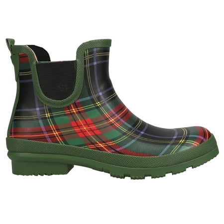 

Corkys Womens Yikes Plaid Round Toe Rain Casual Boots Ankle Low Heel 1-2