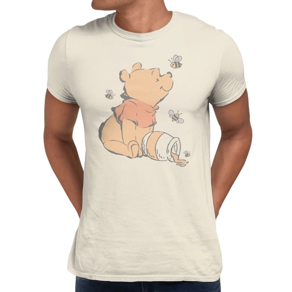 Disney Winnie The Pooh Men's Honey Spills And Bumblebees T-Shirt (Natural, S-XXXL)