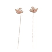 Swarovski Dazzling Swan Drop Earrings Swan - Pink - Rose Gold-Tone Plated