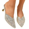 thumbnail image 3 of Comfortable Sandals for Women Fashionable Pointed Diamond High Heel Slippers Mesh Cup Heel Women's Shoes in Silver 42, 3 of 8
