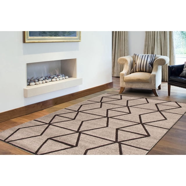 ECARPET Living Room Bedroom Carpet, Geometric Indoor Area Rug Ana Collection