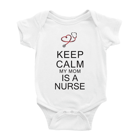 

Keep Calm My Mom is A Nurse Funny Baby Bodysuits Short Sleeve