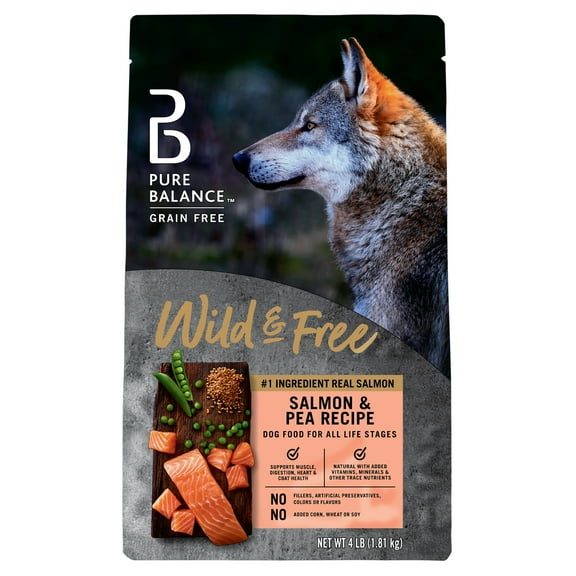 Pure Balance Wild & Free Grain-Free Salmon & Pea Recipe Dry Dog Food, 4 lbs