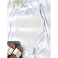 thumbnail image 4 of SEARIPE Women Textured One Shoulder High Waisted Bikini Swimsuit Baby White L, 4 of 5