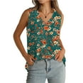 thumbnail image 7 of Women Deep V Neck Sleeveless Tee Floral Pleated Tank Tops Fltter Hem Camisole Oversized Tunic Blouses Trends Fashion Cami Going Out Summer Blouse, 7 of 7