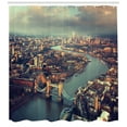 thumbnail image 3 of Ambesonne London Shower Curtain, Thames River and Bridge, 69"Wx75"L, Almond Green Orange, 3 of 3
