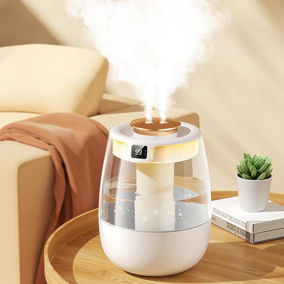 Double Spray Air Humidifier for Bedroom, 2L Quiet Cool Mist Humidifier for Dorm Room Office Home Car Personal Humidificador with Digital Display 3 Mist Modes & Night Light
