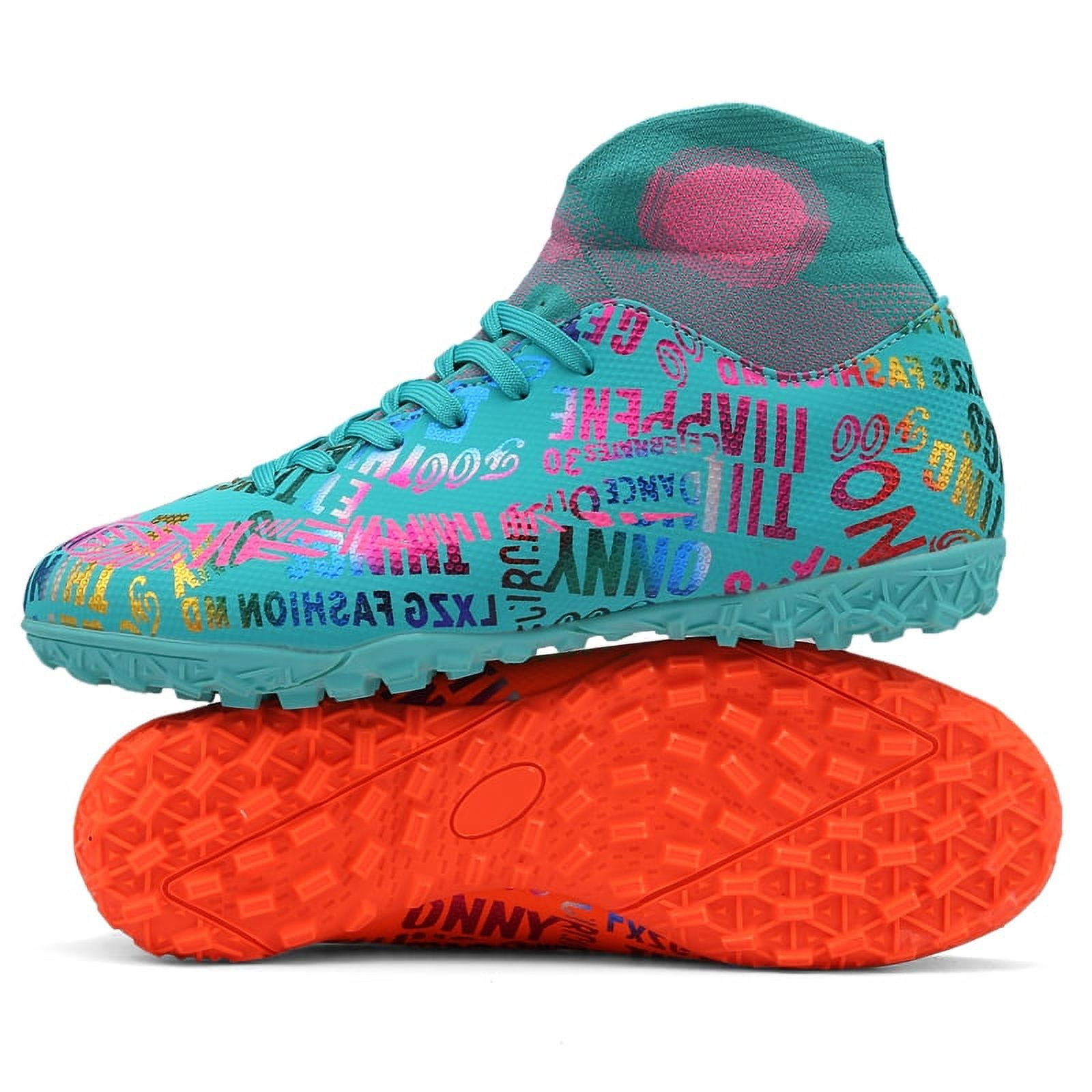Soccer Cleats Mens Soccer Shoes Boys Professional High Top Football Boots Indoor Outdoor Competition Training Shoes Comfortable Turf Football Shoes