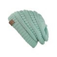 thumbnail image 2 of Unisex Trendy Warm Chunky Soft Stretch Cable Knit Slouchy Beanie Skully - Mint, 2 of 2