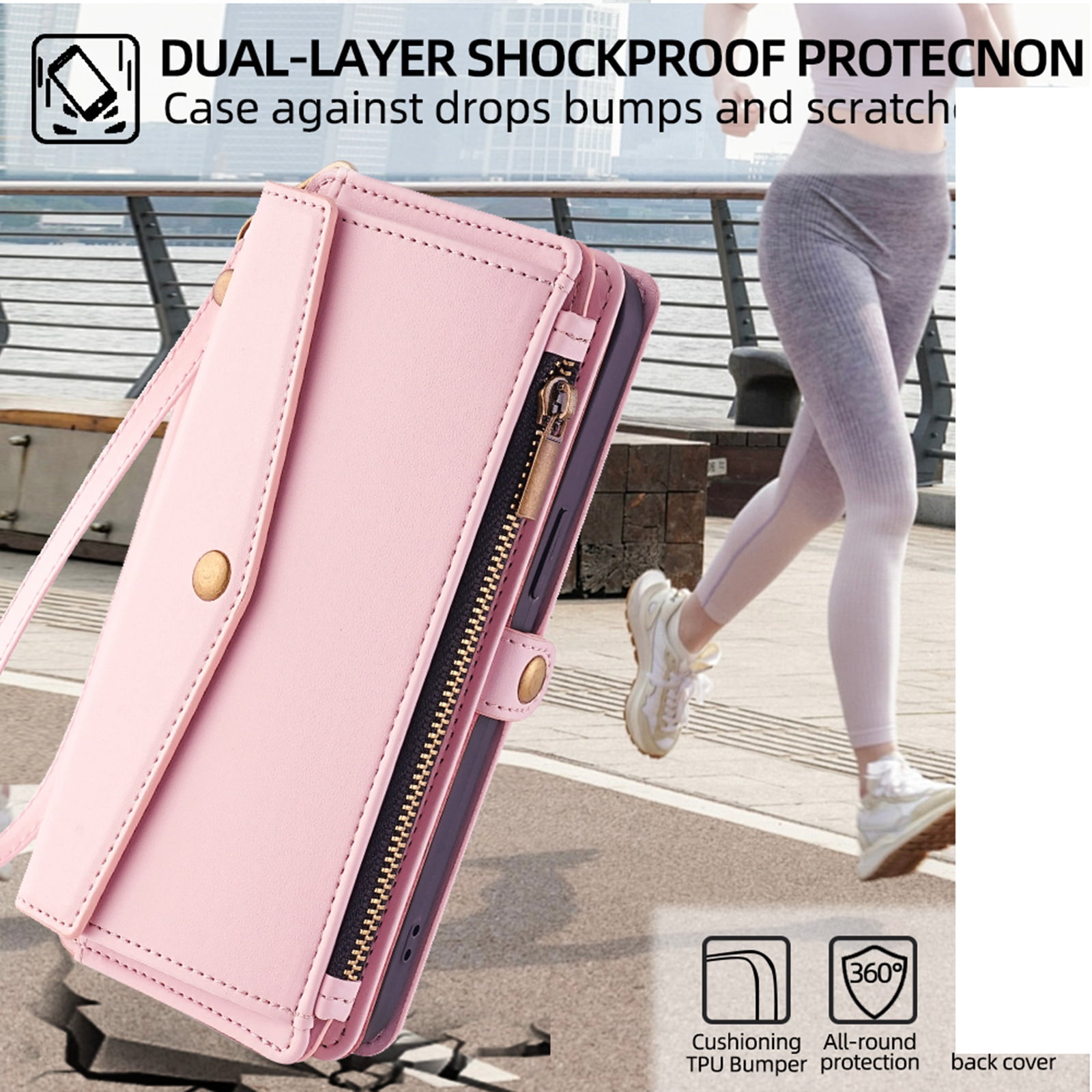ShieldPlus for Motorola Moto G Stylus 5G Case 2024, Magnetic Flip RFID Blocking PU Leather for Moto G Stylus 5G (2024) Wallet Case for Women Men with Credit Card Holder Zipper Pocket,Pink