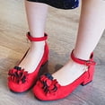 thumbnail image 5 of DMDUOU Little Girls Mary Jane Shoes Low Heel Princess Flower Wedding Party Dress Pump Sandals Shoes for Kids Red 6.5-7Years, 5 of 7
