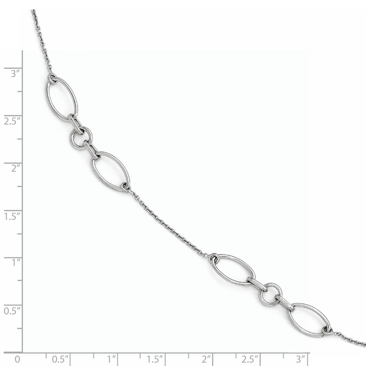 The Black Bow Sterling Silver Oval Station Link Anklet, 9-10 Inch