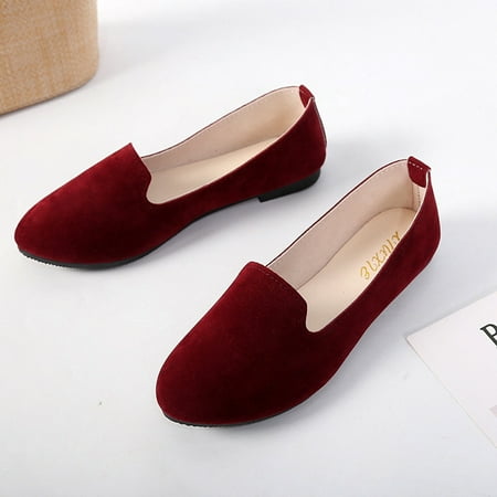

Women Girls Solid Big Size Slip On Flat Shallow Comfort Casual Single Shoes