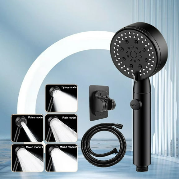 Snmubt Turbocharged Shower Head With Super Powerful Water Volume For Home Bathroom Bath Water Heater Bath Heater Pressurized Shower Head 5 (Black)