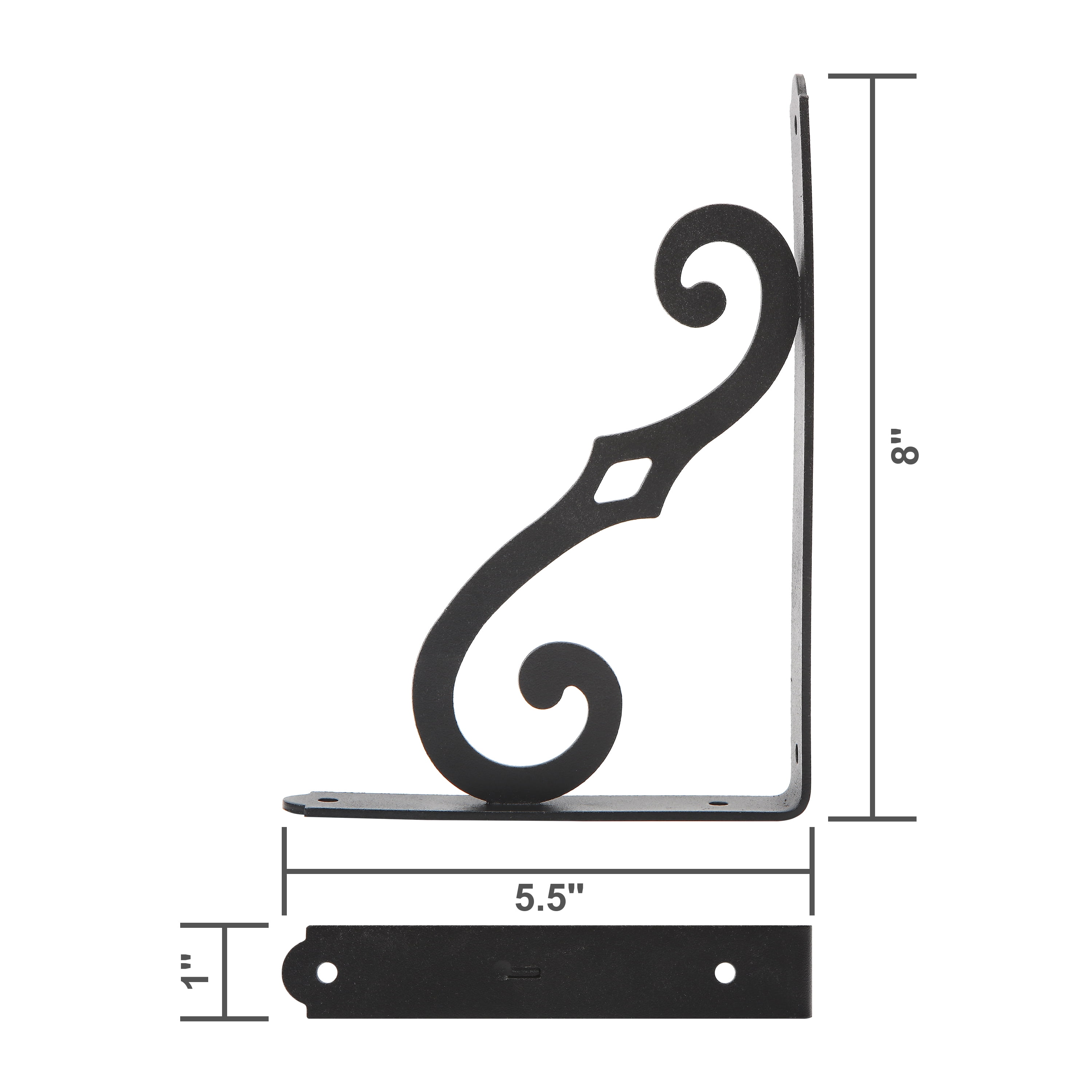 Hyper Tough 8 x 5-1/2-Inch Black Metal Decorative Shelf Bracket