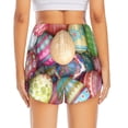 thumbnail image 4 of Vsdgher Easter Eggs Print Women's Running Double Layer Shorts High Waisted with Pockets Elastic Yoga Workout Athletic Gym Sports, 4 of 8
