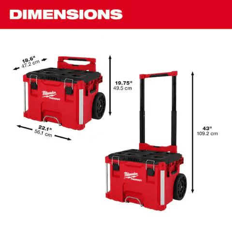 Milwaukee 48-22-8427 PACKOUT 250lb Capacity Rolling Tool Box, Modular