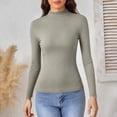 thumbnail image 4 of Maplenight Turtleneck Tops for Women Ribbed Thermal Long Sleeve Shirts Knitted Fitted Lightweight Base Layer, 4 of 9