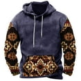 thumbnail image 2 of BiZtdJrK Men Vintage Print Hoodie Western Aztec Ethnic Clothing Casual Long Sleeve Pullover Sweatshirts Oversized Fashion Country Sweatshirt Winter Savings Navy L, 2 of 3