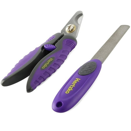 Angled Blade Pet Nail Clipper & Trimmer + Nail File by Hertzko