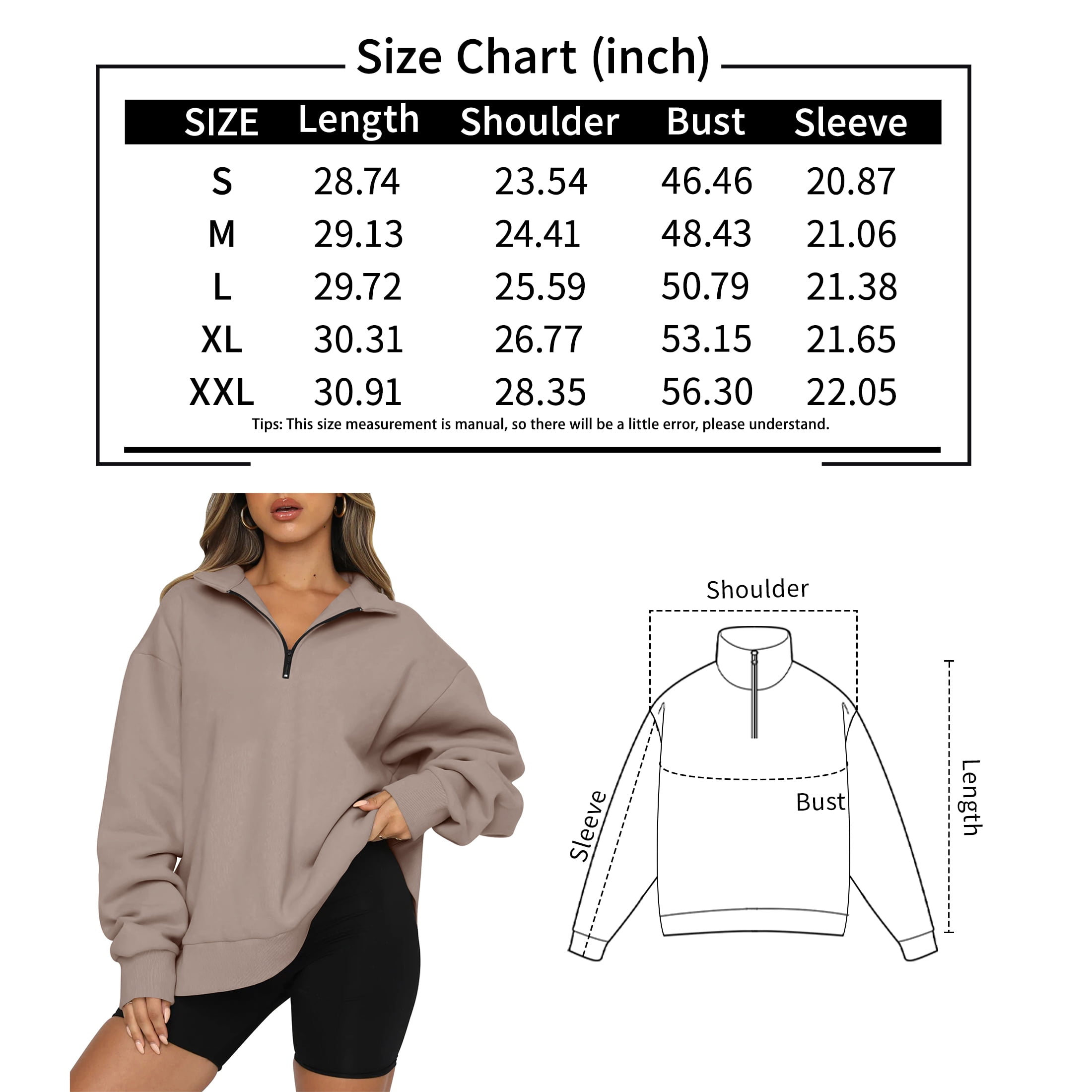 SUNBS Womens Oversized Sweatshirts Half Zip Pullover Fall Fashion Hoodies Loungwear Clothes