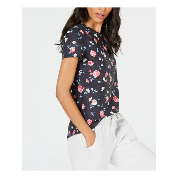 IDEOLOGY $29 Womens New Gray Floral Cut Out  Short Sleeve T-Shirt Top S B B