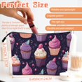 thumbnail image 2 of Makeup Bag Small Toilet Cosmetic Bags Travel Makeup Case Waterproof for Women Girls 6.7X9.45inches - Cupcakes With Berry Toppings on A Deep Purple Background, 2 of 7