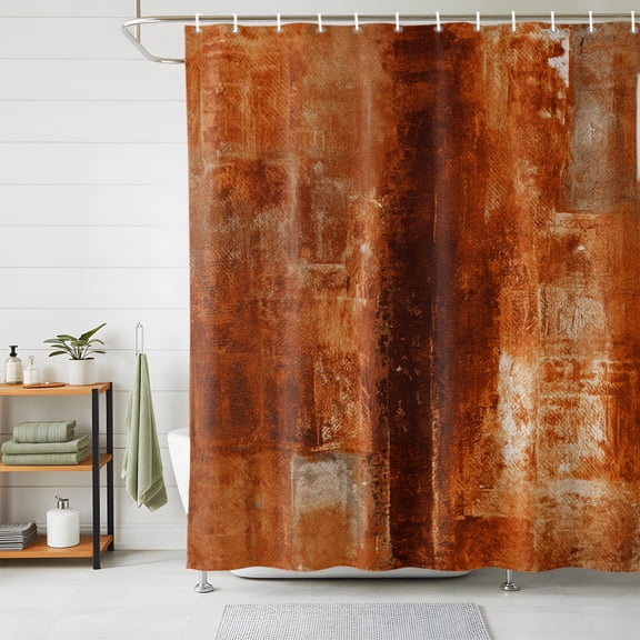 Burnt Orange Shower Curtains for Bathroom, Oil Painting Modern Abstract Art Vintage Waterproof Fabric Shower Curtain, Decorative Bathroom Curtain for Bathtub, 72"x72" , No Hooks Included