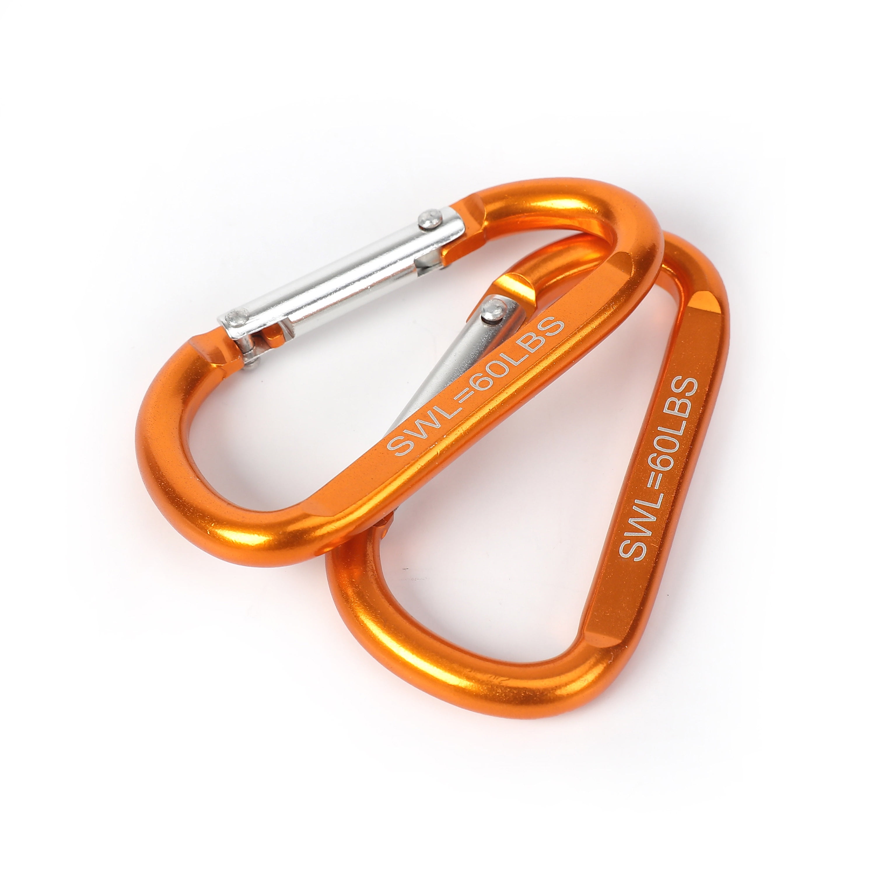 Orange 2 Pack Small Carabiner Keychain Backpack Belt Camping Survival Kit