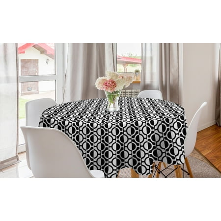 

Black and White Round Tablecloth Lattice Pattern with Geometric Circles and Lines Abstract Monochrome Grid Circle Table Cloth Cover for Dining Room Kitchen Decor 60 Black White by Ambesonne