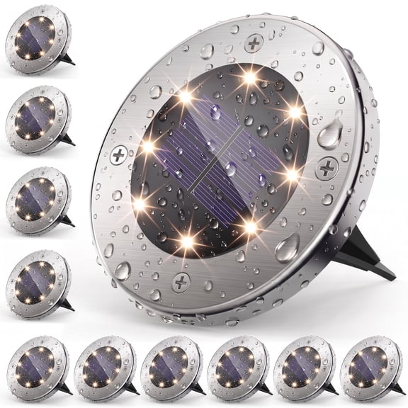VOLIVO 12 pack Solar Lights Outdoor,8 LED Solar Powered Ground Lights for Garden Driveway Walkway Pathway