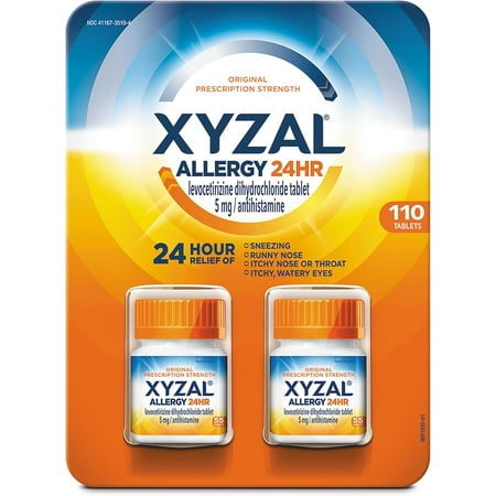 Xyzal Adult Allergy 24HR Allergy Relief Tablets 2x55 Count .