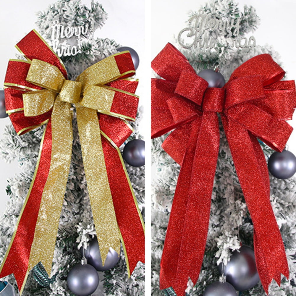 6pcs Large Wired Red Bow - 16*10" - Christmas Wreath Bow - Great for Large Gifts - Indoor/Outdoor - Christmas Bow Door Ornament Christmas Gift Ornament Garland Decoration