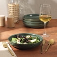 thumbnail image 3 of Gibson Elite Beckett 4-Piece Green Dinner Bowl Set – Reactive Glaze Stoneware – Shallow Pasta Bowls – Wide-Rim Round Shape – Microwave & Dishwasher Safe, 3 of 12