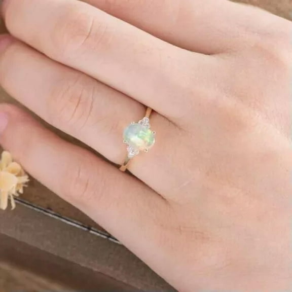 EOEMY Elegant 925 Silver Moonstone Rings Women Wedding Bridal Jewelry Gift Size 6-10-7-Silver